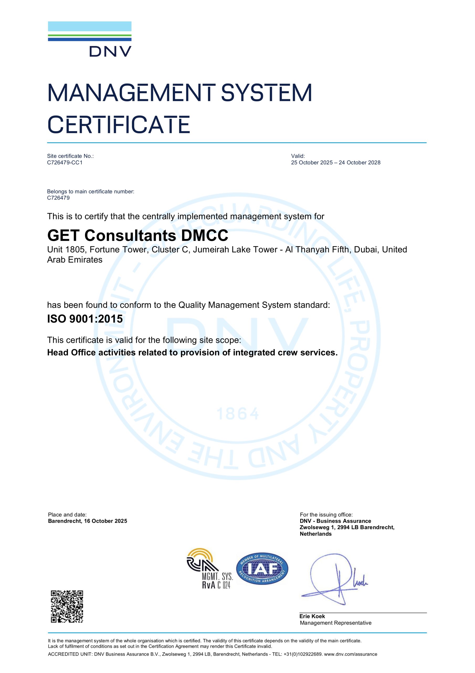 ISO 9001- GET Consultants DMCC