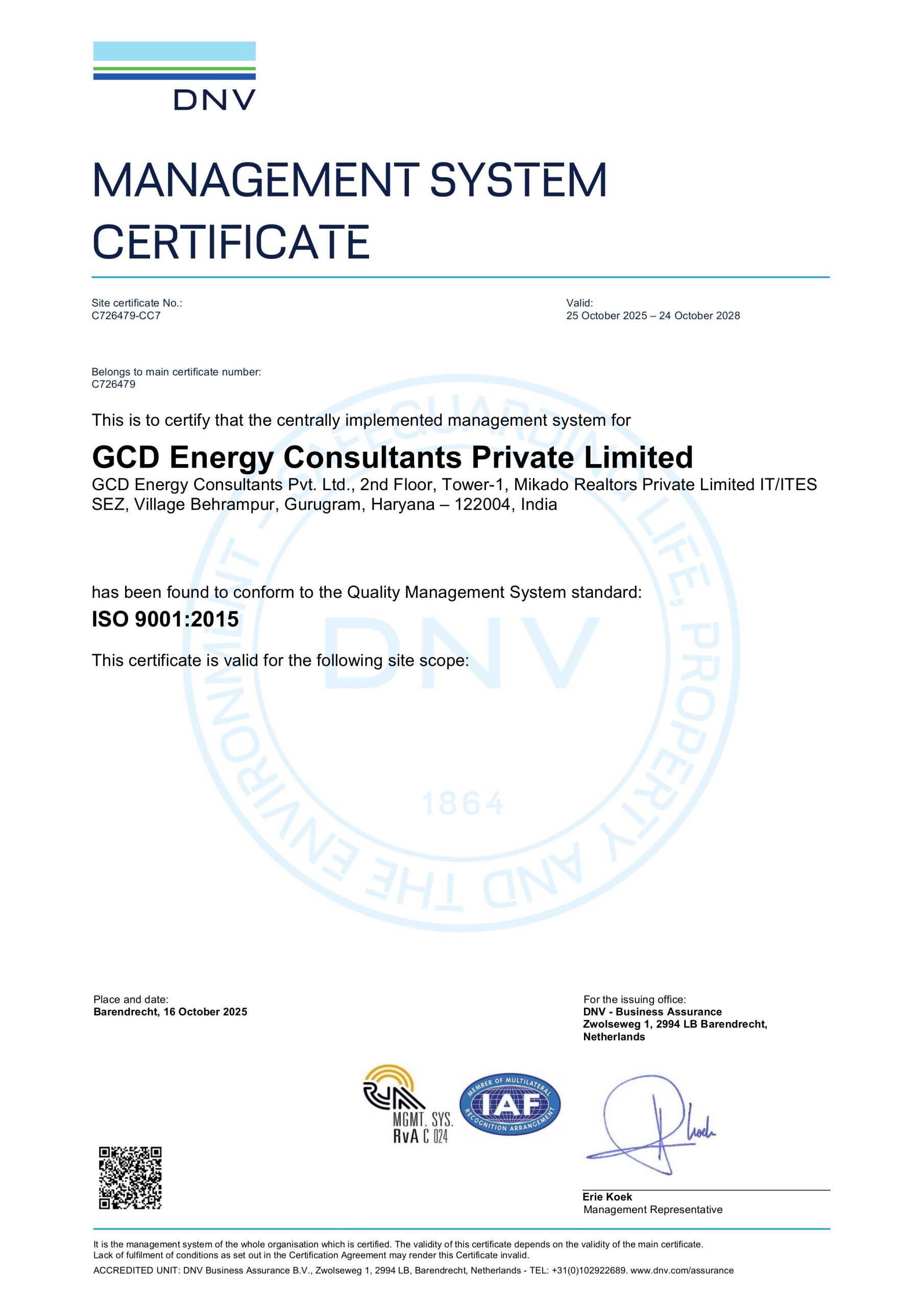 ISO 9001- GCD Energy Consultants Private Limited